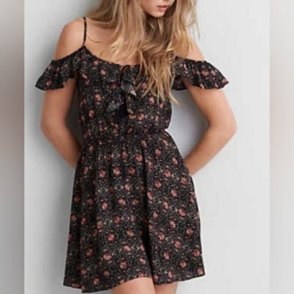 AEO Off Shoulder Rayon Mini Dress XXS - Picture 1 of 6